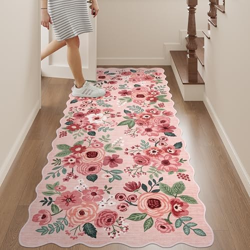 DUKINO 2x5 Washable Runner Rug, Floral Non Slip Rug - Image 4