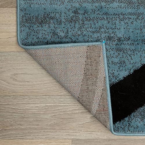 Rugshop Wavy Circles Modern Non-Shedding Runner Rug Blue 2'7" x 12' - Image 4