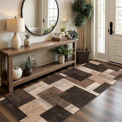 Washable 2x6 Runner Rug for Hallway Kitchen Bedroom, Chocolate Brown - Image 3