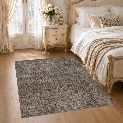 3×5 Vintage Washable Brown Area Rug - Image 7
