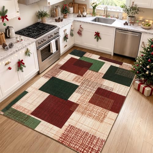 Washable 4x6 Bedroom Area Rug Modern Geometric Patchwork - Image 3