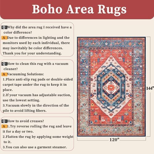SERISSA 10x12 Washable Non Slip Boho Area Rug - Image 6