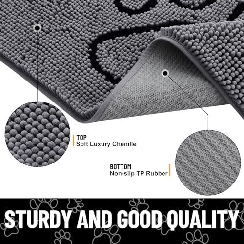 Smiry Dog Door Mat for Muddy Paws, Absorbent Non Slip Dirt Trapper - Image 3