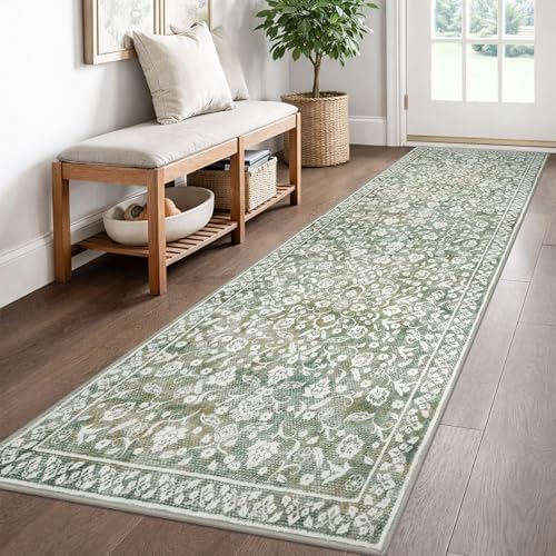 Washable Vintage 2.6x8 Runner Rug Non Slip Runners by SILOLOOM
