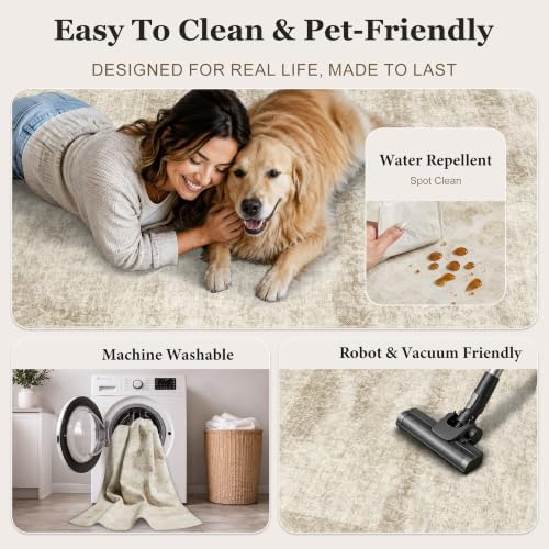 5x7 Washable Area Rug, Non Slip Indoor Carpet - Image 5