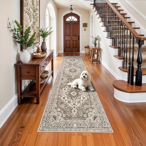 Washable 3x12 Hallway Runner Rug: Vintage Non Slip Soft Rug by TOPRUUG