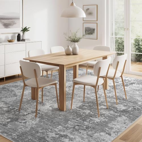 6x9 Area Rugs Living Room Abstract Washable Rug, Light Grey - Image 5