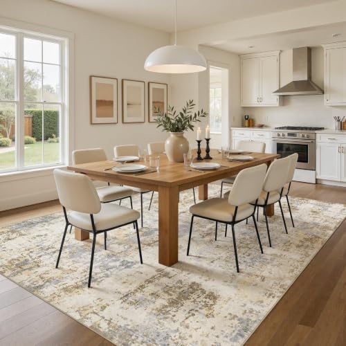 5x7 Area Rugs, Washable Living Room Rug, Abstract Brown Grey - Image 3