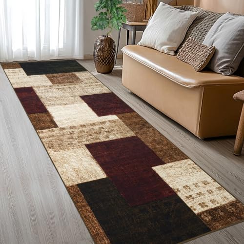 Modern Geometric Patchwork Indoor Runner Rug by QDUIDU