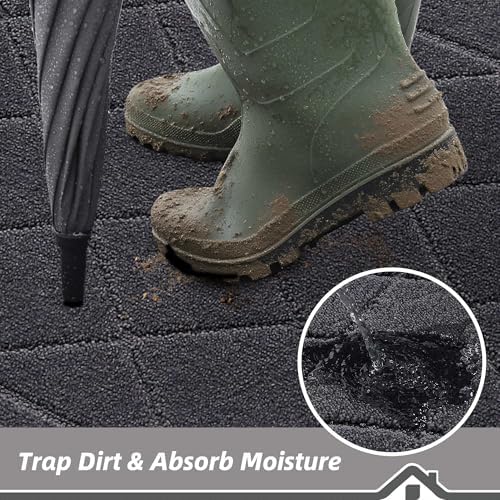 BEQHAUSE Dirt Trapper Door Mat 32" x 72", Doormat Non-Slip, Dark Grey - Image 3
