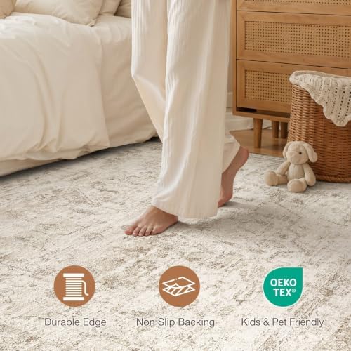 cotiled 9x12 Area Rugs Abstract Distressed Washable Large Living Room Rug - Image 2