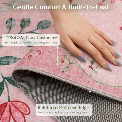 JOLLYVOGUE Floral Runner Rug 2x6, Washable Rug - Image 5