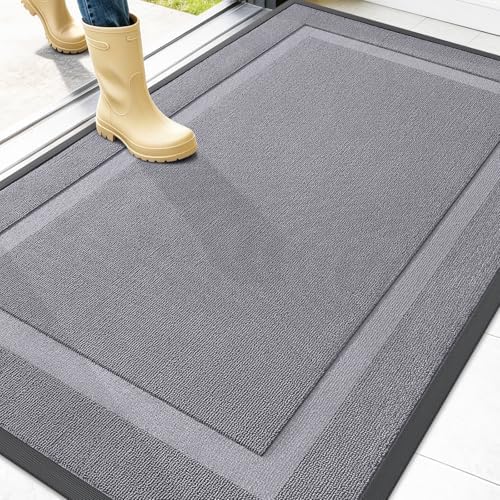 OLANLY Front Door Mat Outside 47x32, All-Season Heavy-Duty Rubber Doormat by OLANLY
