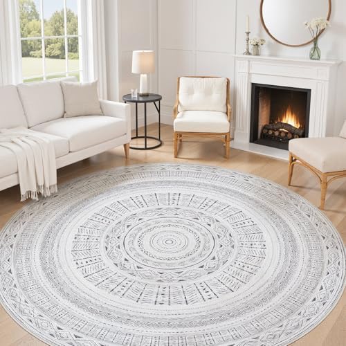 cotiled 8x8 Round Rug 8ft Circle Living Room Boho Area Rugs by COTILED