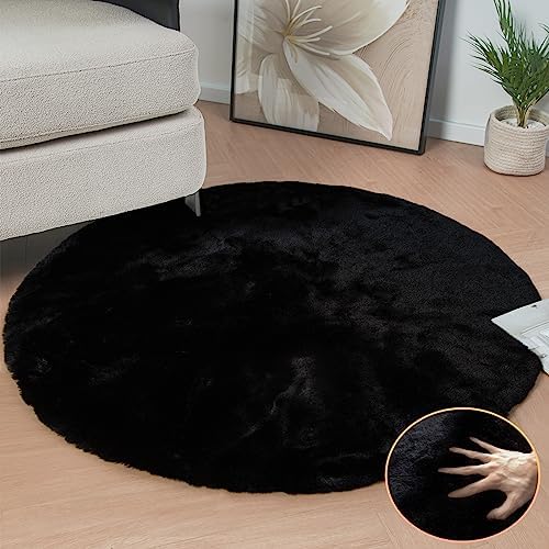 ORINOVA Black Rabbit Shaggy Fur Rug - Image 3