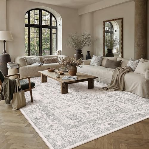 PureCozy Gray Area Rug 8x10 Vintage Floral - Image 2