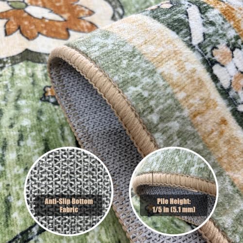 YARNSCAPE 5' x 7' Machine Washable Area Rug, Non-Slip Low-Pile Carpet - Image 6
