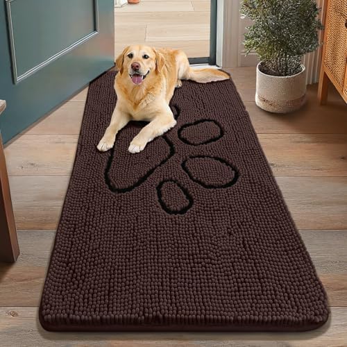 Smiry Dog Door Mat for Muddy Paws, Absorbent Non Slip Dirt Trapper by Smiry