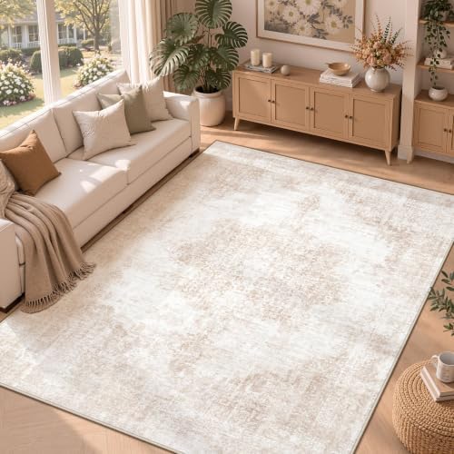 Area Rug 6x9 Vintage Rugs: Washable Living Room Rug Retro Medallion Distressed by MXSANYOORUG