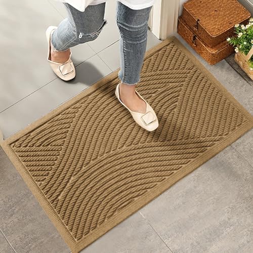 HIYARD Sturdy Front Door Mat, Absorbent Muddy Dirt Resist Welcome Door Mats by HIYARD