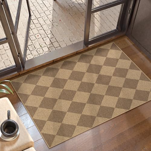 Lahome Checkered Easy Jute Front Door Mat, 2x3 Entryway Outdoor Rug by Lahome