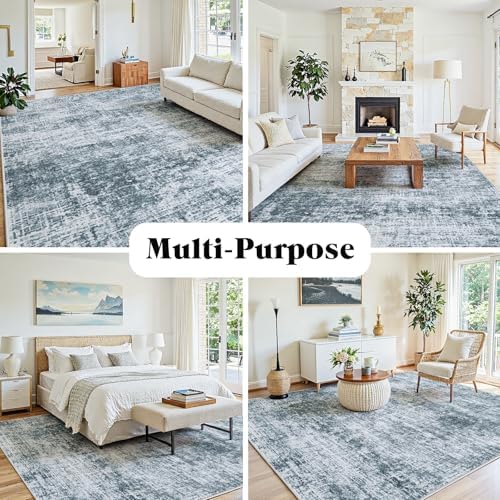 10x12 Area Rug for Living Room Bedroom: Non-Slip Modern Light Slate Blue - Image 3
