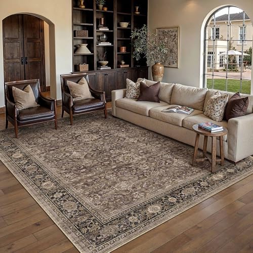 HUGEAR Brown Washable 6x9 Area Rugs by HUGEAR