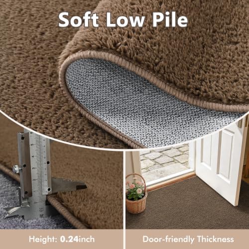 3x5 Beige Brown Solid Area Rug Washable Non-Slip Soft - Image 5