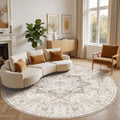 Washable Area Rug-8X8 Vintage Neutral Soft Brown by MICGEEK