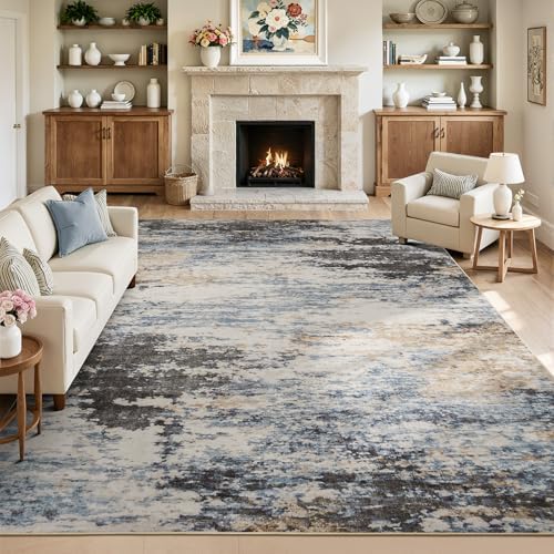 8x10 Area Rug for Living Room, Abstract Washable Large Rugs by Lofus