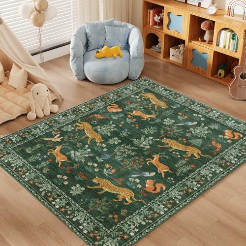 9x12 Green Animal Washable Area Rug - Image 4