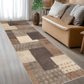 Modern Geometric Patchwork Indoor Beige Runner Rug by QDUIDU