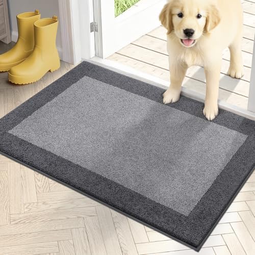 PURRUGS Dirt Trapping Indoor Door Mat, Light Grey & Grey by PURRUGS