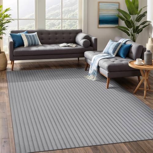 Fluffy Area Rug 8 x 10 Modern Durable Ultra Soft Plush Ribbed Indoor Rugs by BeverlyRug