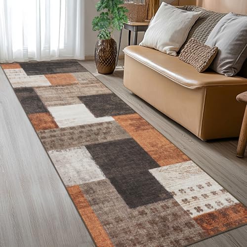 Modern Geometric Patchwork Indoor Runner Rug by QDUIDU