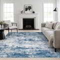 Area Rug Living Room: 8x8 Modern Washable Indoor Soft Carpet Blue by FXRHLP