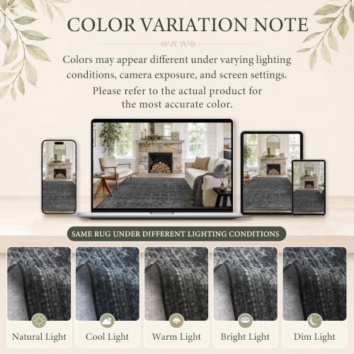 4x6 Washable Boho Area Rug, Non-Slip Black Bedroom Carpet - Image 2