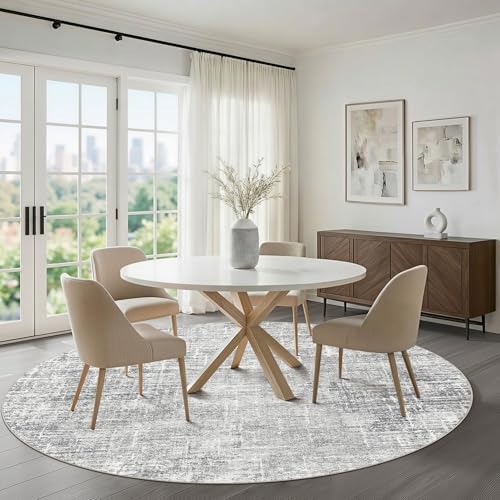 LOONGRUG Round Rug 7x7 Washable Neutral Modern Rug - Image 5