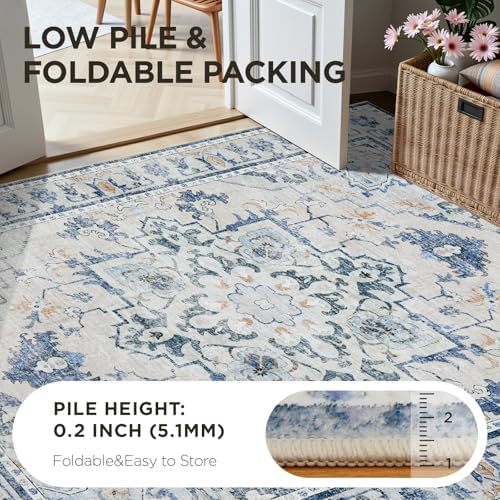Joydeco 8x10 Area Rugs for Living Room, Non Slip Machine Washable Vintage Rug - Image 6