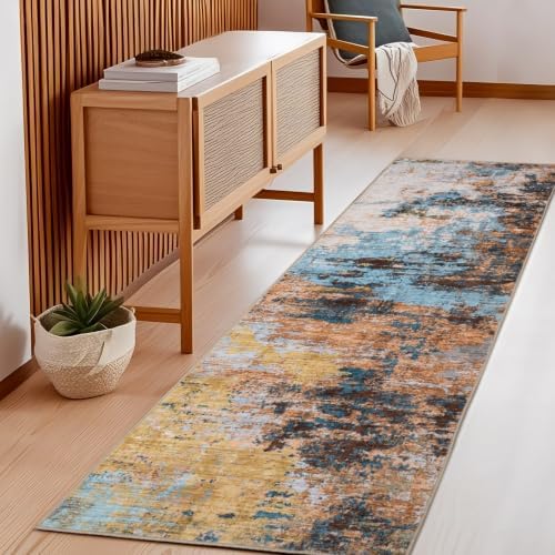 GarveeHome 4x6 Washable Area Rug Modern Abstract Yellow - Image 2
