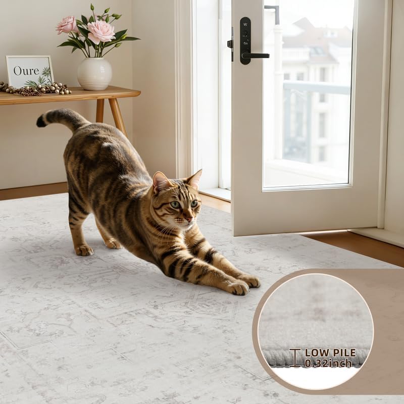 4x6 Area Rugs Living Room: Bedroom Washable Carpet Neutral Cream - Image 7