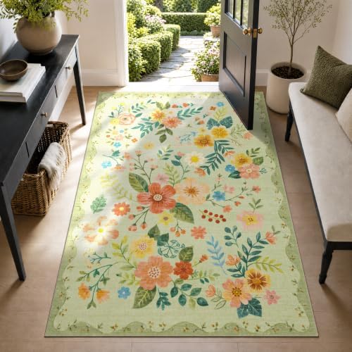 JOLLYVOGUE Floral Area Rug 3x5, Washable Rug by JOLLYVOGUE