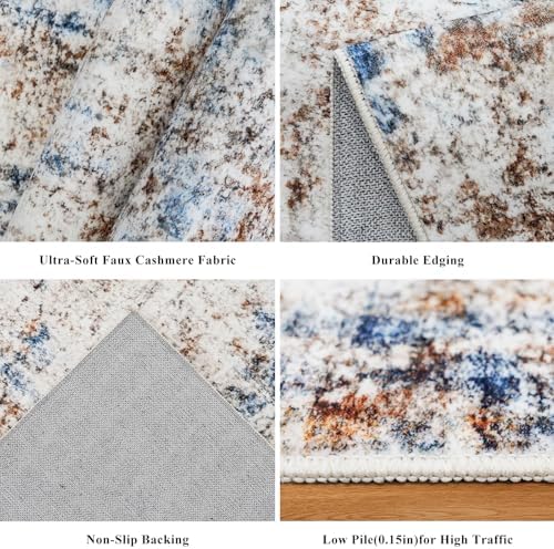 10x10 ft Square Living Room Rug – Washable Modern Abstract Area Rug - Image 5