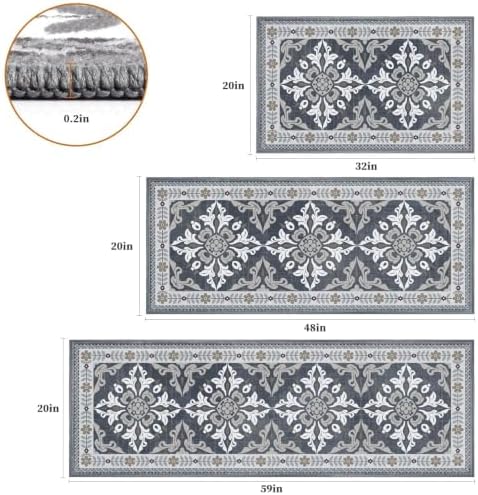 3 Piece Kitchen Rugs Set, Non Slip Washable Floor Mats - Image 2