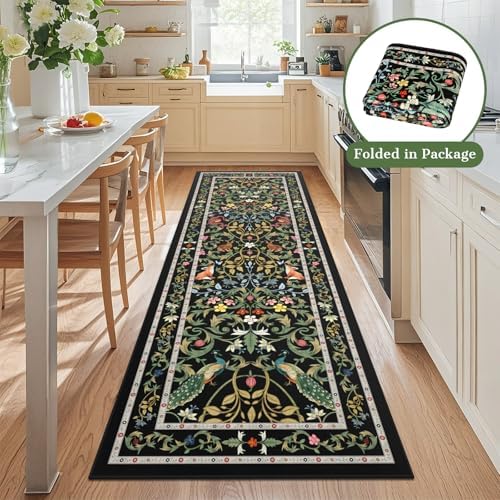 nesrt Jungle Runner Rug for Hallway 2x6Ft, Botanical Washable Soft Boho Kitchen - Image 2