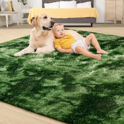 Tepook 5x8 Soft Fluffy Dark Green Area Rugs - Image 4