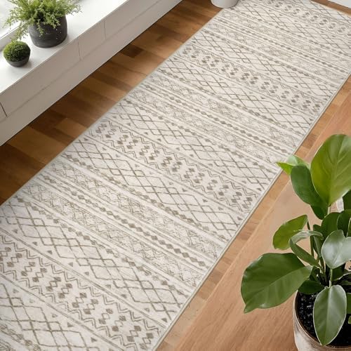 KUTA Boho Long Runners for Hallways 2.6x16 ft Moroccan Beige Washable - Image 4