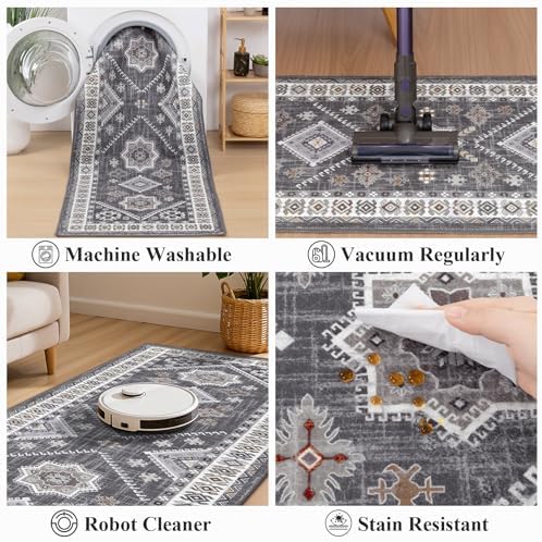 HEBE Boho Kitchen Mats for Floor 24''x60'', Non Slip Washable Runner Rug - Image 5