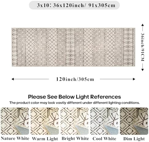 3x10 Machine Washable Runner Rug:Hallway Runner Rugs Geometric Beige - Image 2