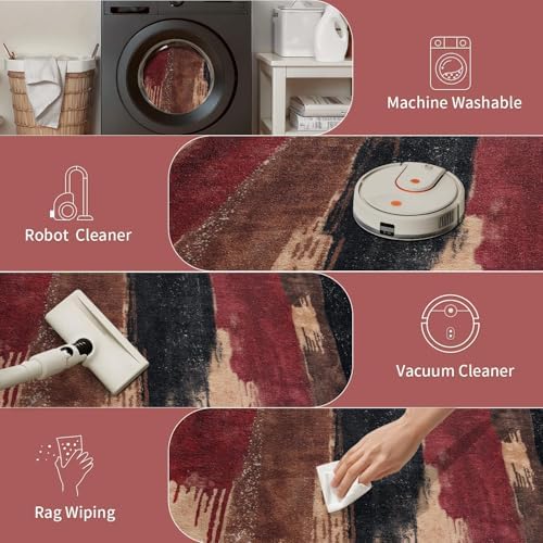 Ciicool 8x10 Area Rugs for Living Room, Modern Abstract Washable Rug Red - Image 4